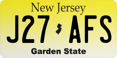 NJ license plate J27AFS