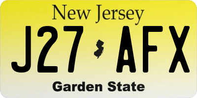 NJ license plate J27AFX