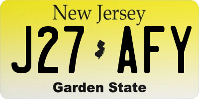 NJ license plate J27AFY