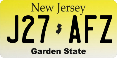 NJ license plate J27AFZ