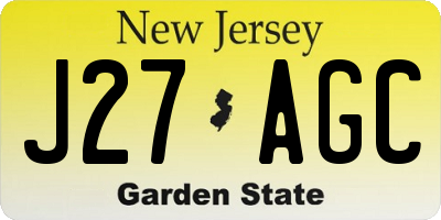 NJ license plate J27AGC