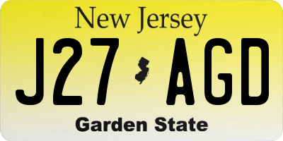 NJ license plate J27AGD