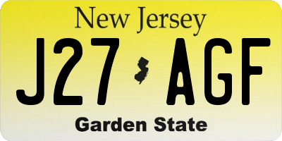 NJ license plate J27AGF