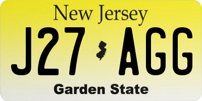 NJ license plate J27AGG