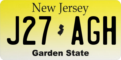 NJ license plate J27AGH