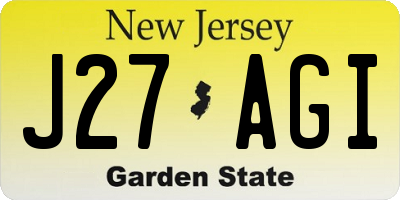 NJ license plate J27AGI