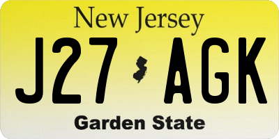 NJ license plate J27AGK