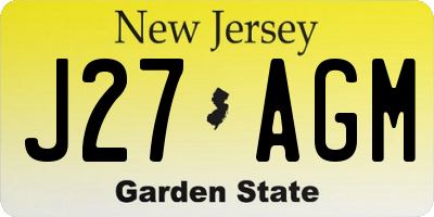 NJ license plate J27AGM