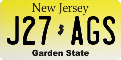 NJ license plate J27AGS