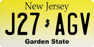NJ license plate J27AGV