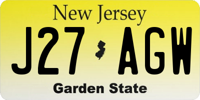 NJ license plate J27AGW