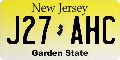 NJ license plate J27AHC