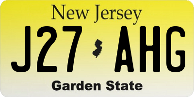 NJ license plate J27AHG