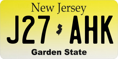 NJ license plate J27AHK