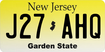NJ license plate J27AHQ