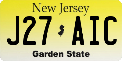 NJ license plate J27AIC
