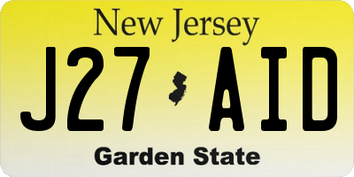 NJ license plate J27AID