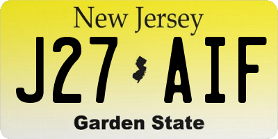 NJ license plate J27AIF