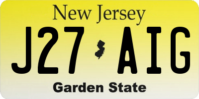 NJ license plate J27AIG