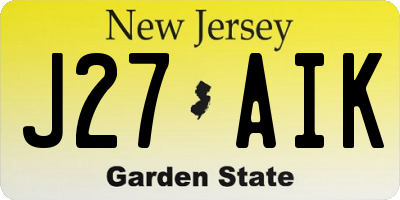 NJ license plate J27AIK