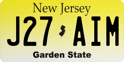 NJ license plate J27AIM