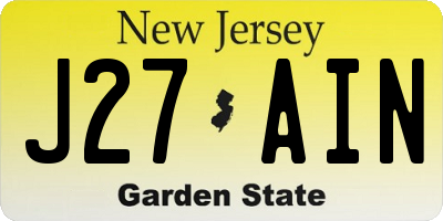 NJ license plate J27AIN