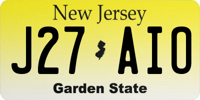 NJ license plate J27AIO
