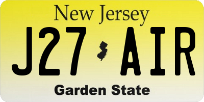NJ license plate J27AIR