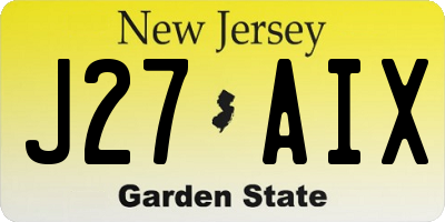 NJ license plate J27AIX