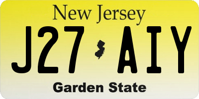 NJ license plate J27AIY