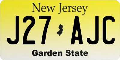 NJ license plate J27AJC