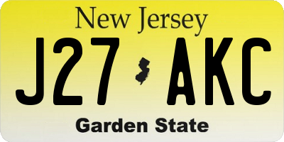 NJ license plate J27AKC