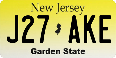 NJ license plate J27AKE