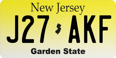 NJ license plate J27AKF