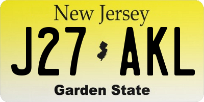NJ license plate J27AKL