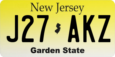 NJ license plate J27AKZ