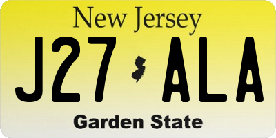 NJ license plate J27ALA