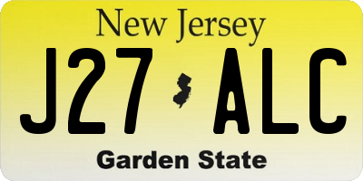 NJ license plate J27ALC