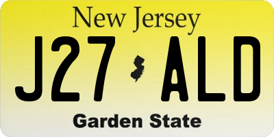 NJ license plate J27ALD