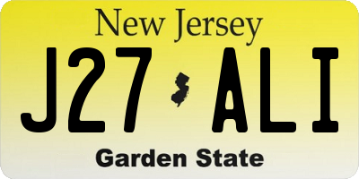 NJ license plate J27ALI