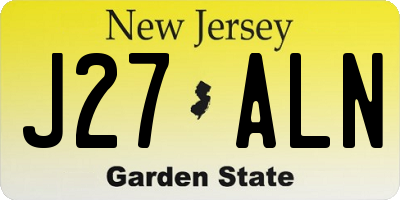 NJ license plate J27ALN