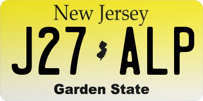 NJ license plate J27ALP