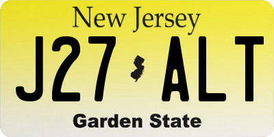 NJ license plate J27ALT