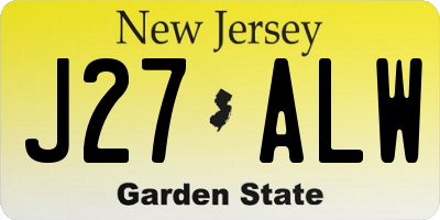 NJ license plate J27ALW