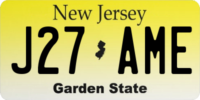 NJ license plate J27AME