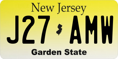 NJ license plate J27AMW