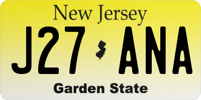 NJ license plate J27ANA