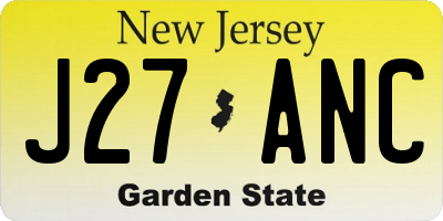 NJ license plate J27ANC
