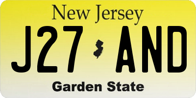 NJ license plate J27AND