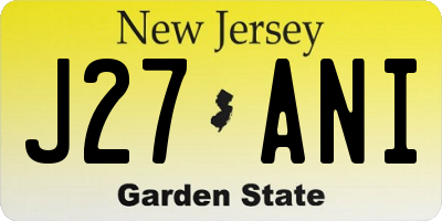 NJ license plate J27ANI